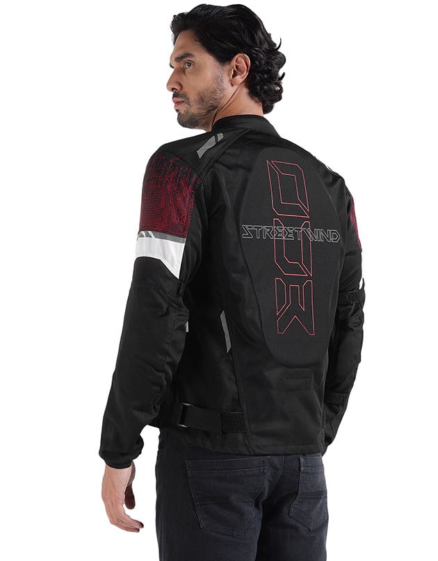 Royal Enfield Streetwind Eco 3 Riding Jacket in Red, Green and Grey