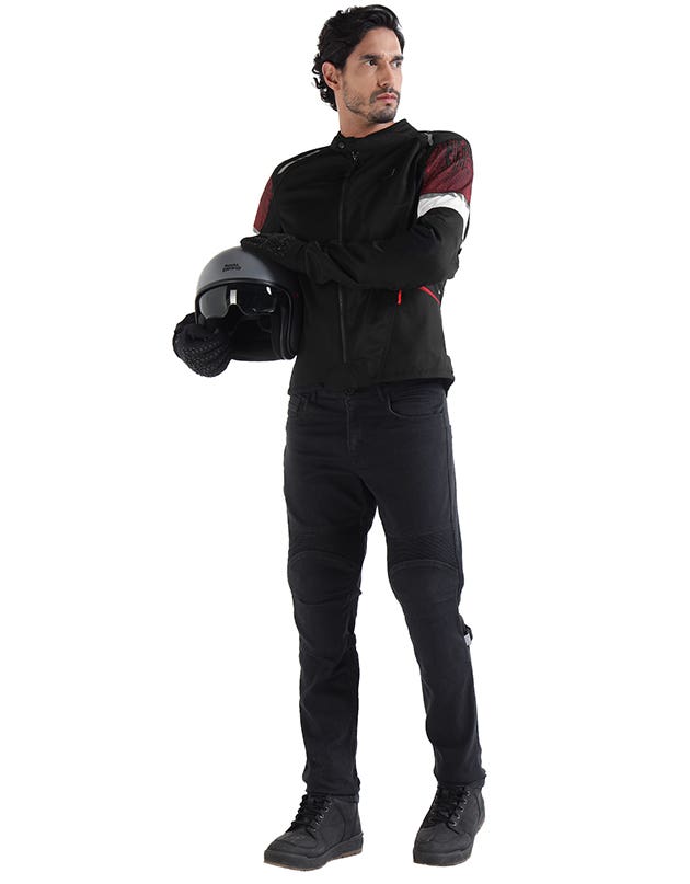 Royal Enfield Streetwind Eco 3 Riding Jacket in Red, Green and Grey