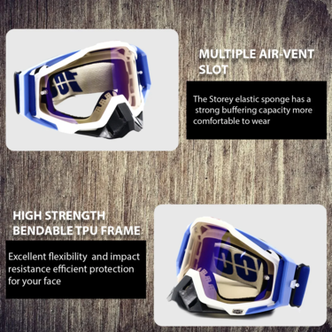 100% Goggle 212 Blue Color tinted premium - 1 YEAR WARRANTY