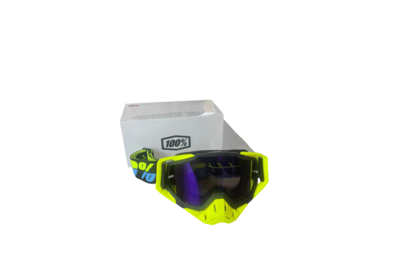 100% MX Goggles neon black blue tinted - 1 year warranty