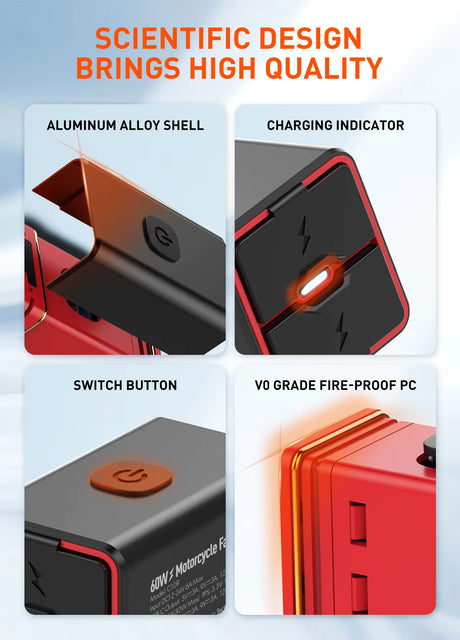 LBC Moto LDNIO C108 60W motorcycle fast charger PD 3.0 QC 3.0 type C USB waterproof bike charging adapter