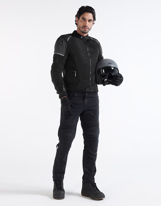 Royal Enfield Streetwind Eco 3 Riding Jacket in Red, Green and Grey