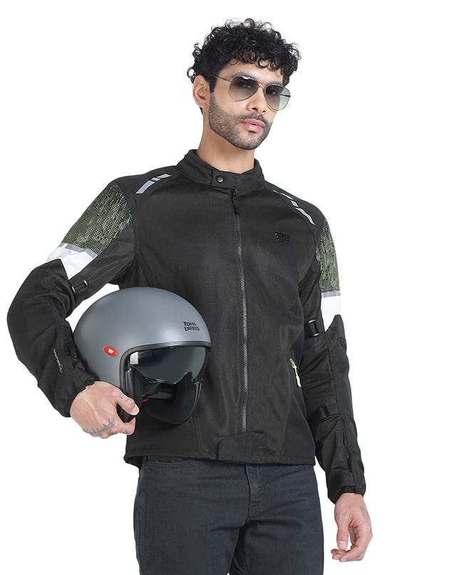 Royal Enfield Streetwind Eco 3 Riding Jacket in Red, Green and Grey