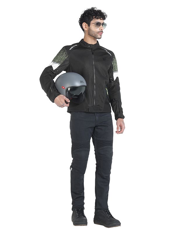 Royal Enfield Streetwind Eco 3 Riding Jacket in Red, Green and Grey