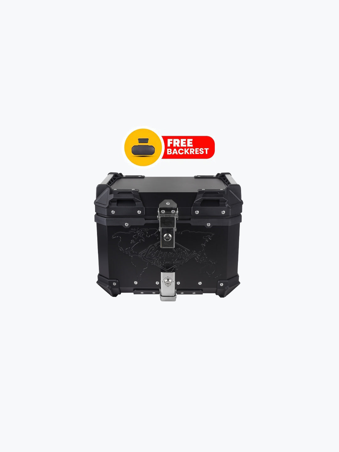 Legundary Custom Fort Knox 45L Aluminium Luggage Box With Backrest Pad Black & Silver