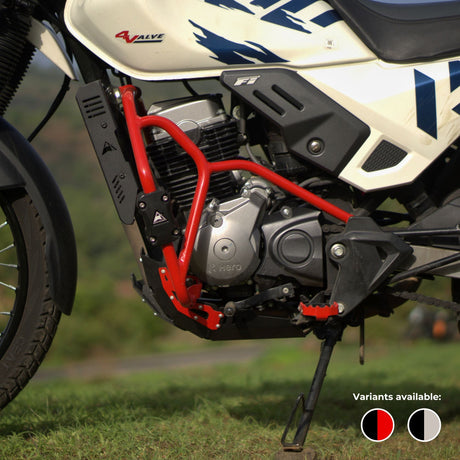 Auto Engina Crash Guard for Hero Xpulse 200 22mm Mild Steel Built-In Sliders Gloss Red