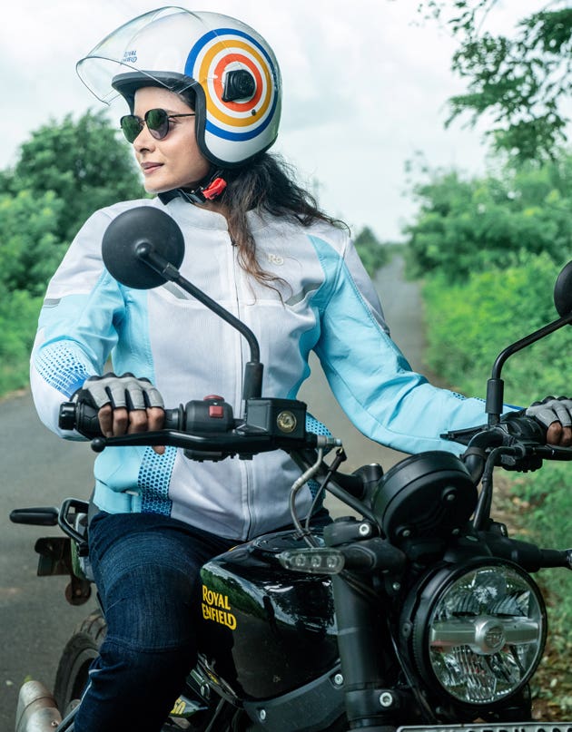 Royal Enfield Tourer Women’s Riding Jacket in Blue and Golden