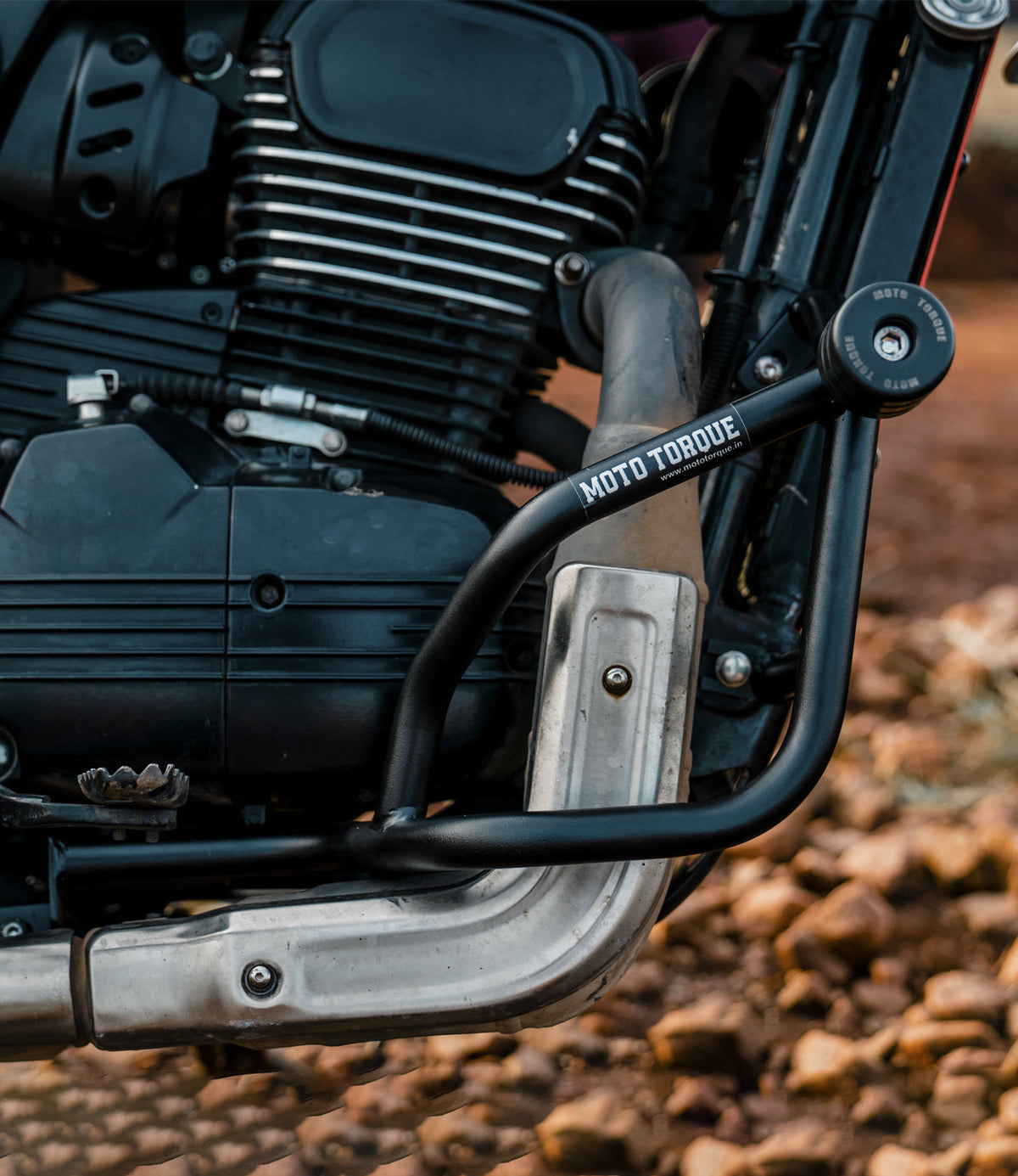Moto Torque Crash Guard with Dual Sliders for Yezdi Scrambler