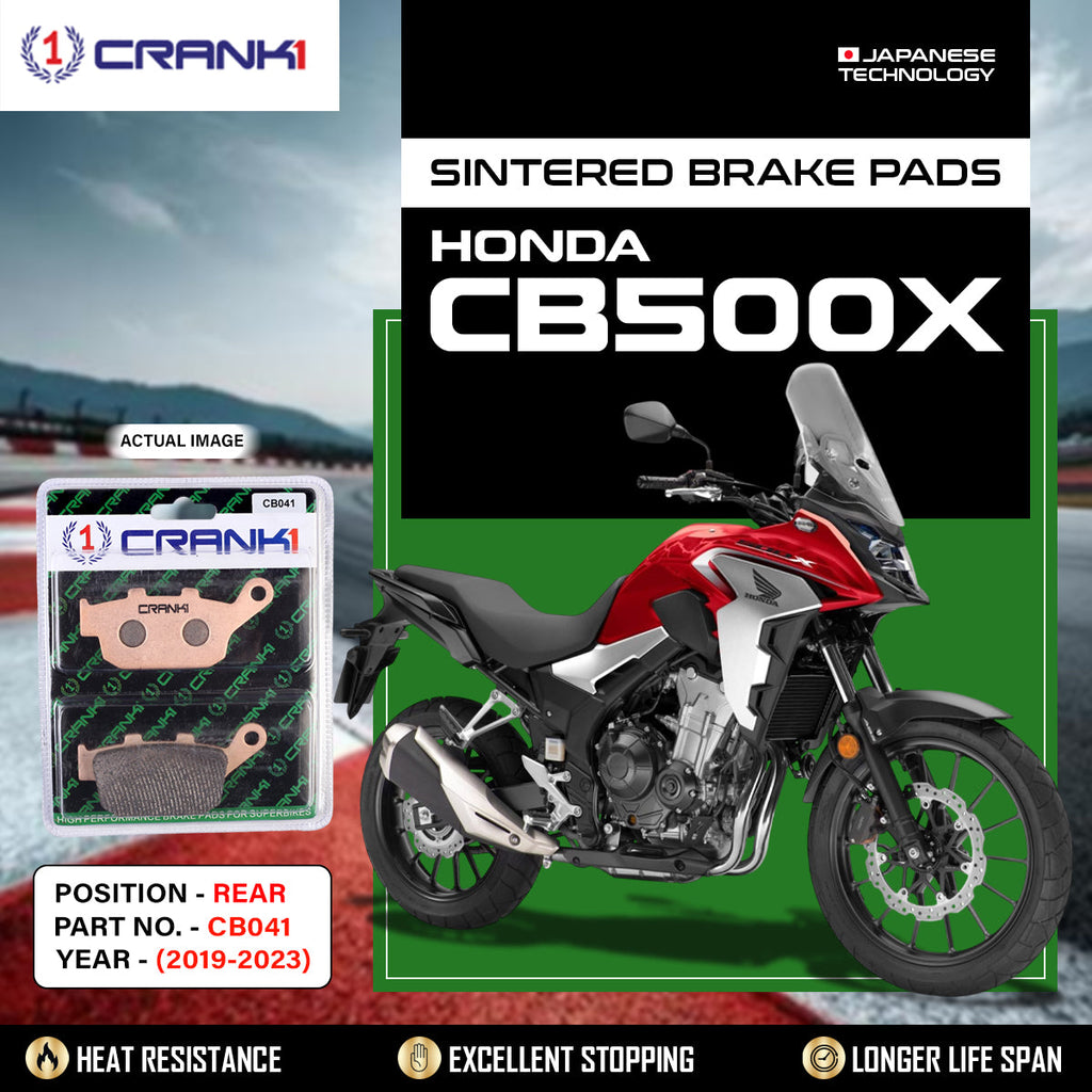 CRANK1 CB041 Sintered Rear Brake Pads for Honda CB500X 2019-2023, Honda NX500, Kawasaki Z900, Triumph Tiger 800 and Trident 660