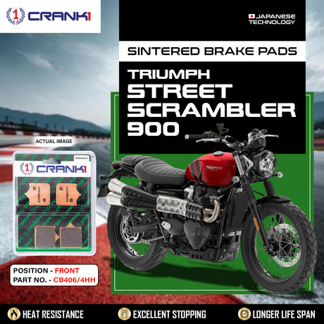 CRANK1 CB406/4 Sintered Front Brake Pads for Triumph Street Scrambler 900 and Street Twin 900