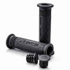 RCB HG77 motorcycle handle grips in single-tone black and two-tone black red, part numbers 01HG029B and 01HG030R