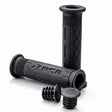 RCB HG77 motorcycle handle grips in single-tone black and two-tone black red, part numbers 01HG029B and 01HG030R