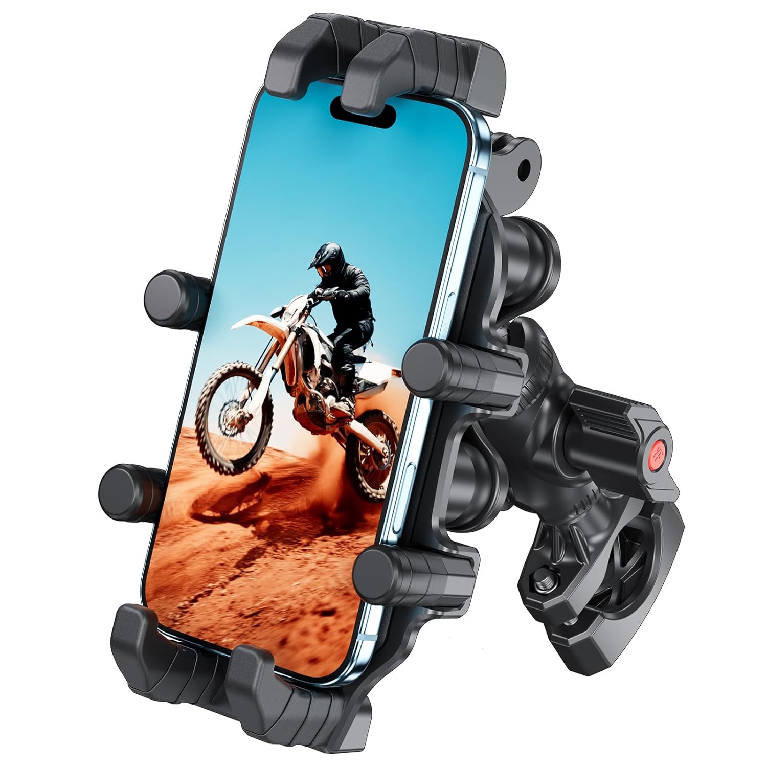 EDYELL 360 Degree Anti-Shake Motorcycle Phone Mount Holder for 5.4-6.9 Inch Smartphones