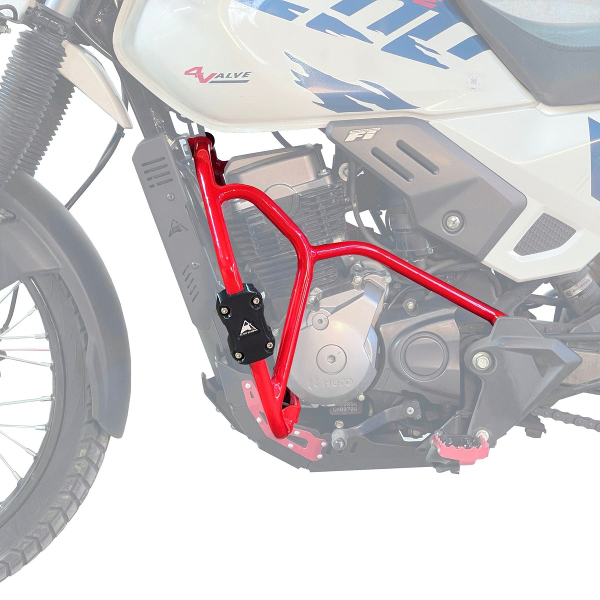 Auto Engina Crash Guard for Hero Xpulse 200 22mm Mild Steel Built-In Sliders Gloss Red