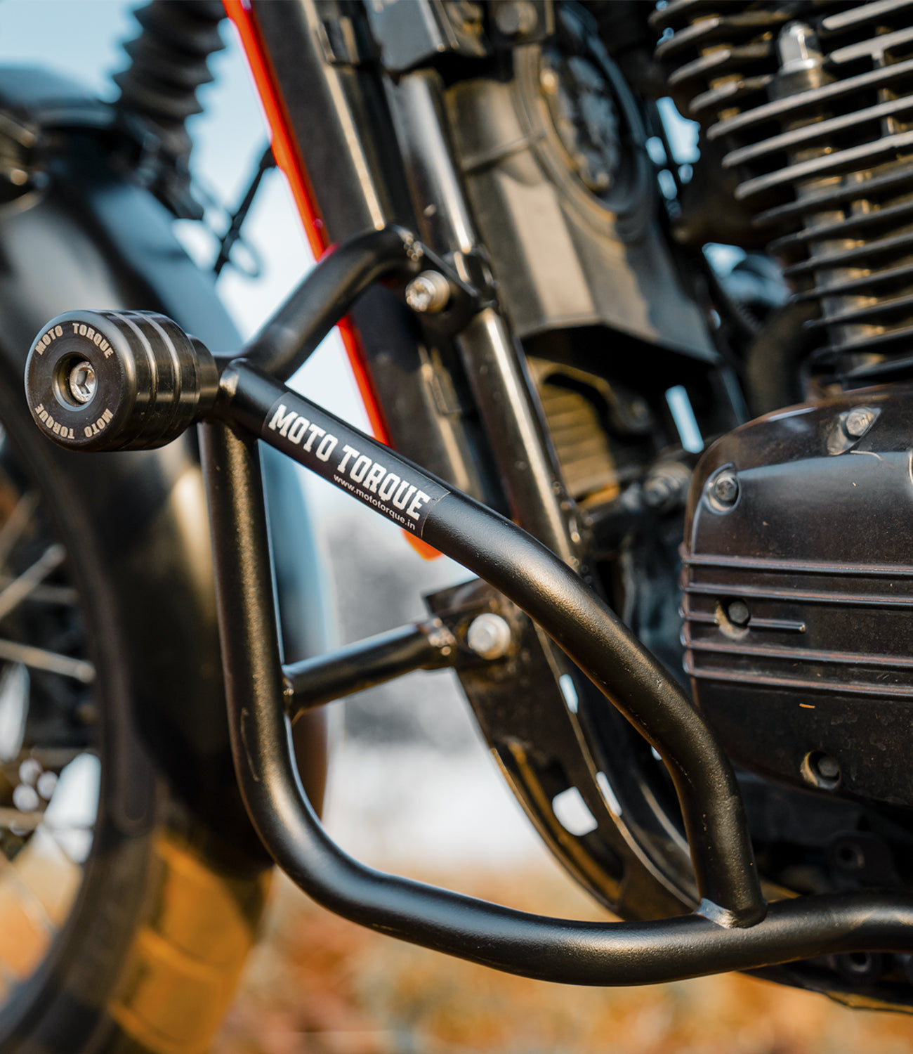 Moto Torque Crash Guard with Dual Sliders for Yezdi Scrambler