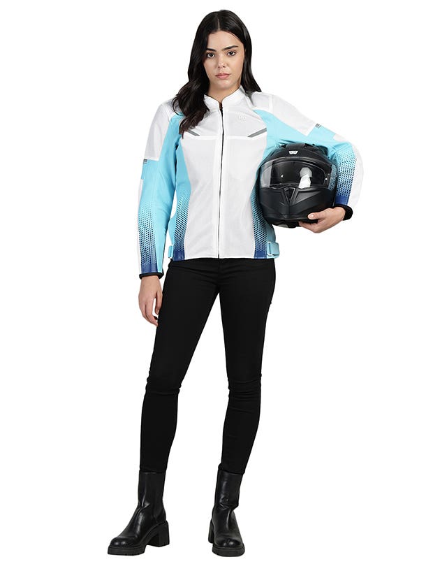Royal Enfield Tourer Women’s Riding Jacket in Blue and Golden