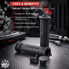 RCB HG77 motorcycle handle grips in single-tone black and two-tone black red, part numbers 01HG029B and 01HG030R