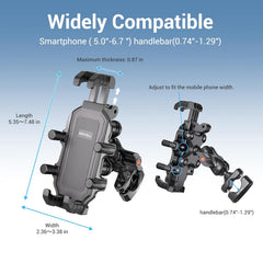 EDYELL 360 Degree Anti-Shake Motorcycle Phone Mount Holder for 5.4-6.9 Inch Smartphones