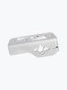 Legundary Custom Tricorn front oil cap for Honda NX500 in silver aluminium, CNC-machined engine oil cover with premium finish and precise fit.