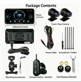 LBC Moto B3 Elite smart motorcycle display with dual 1080P cameras, TPMS sensors and remote control