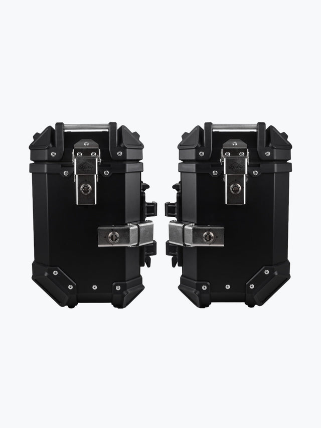 Legundary Fort Knox Series SB 36L Aluminium Motorcycle Luggage in Black & Silver – Lockable and Weatherproof