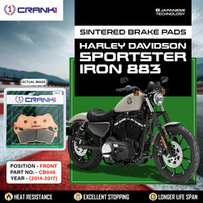 CRANK1 CB046 Sintered Front Brake Pads for Harley Davidson Sportster Iron 883 2014-2017 Cruiser Motorcycle