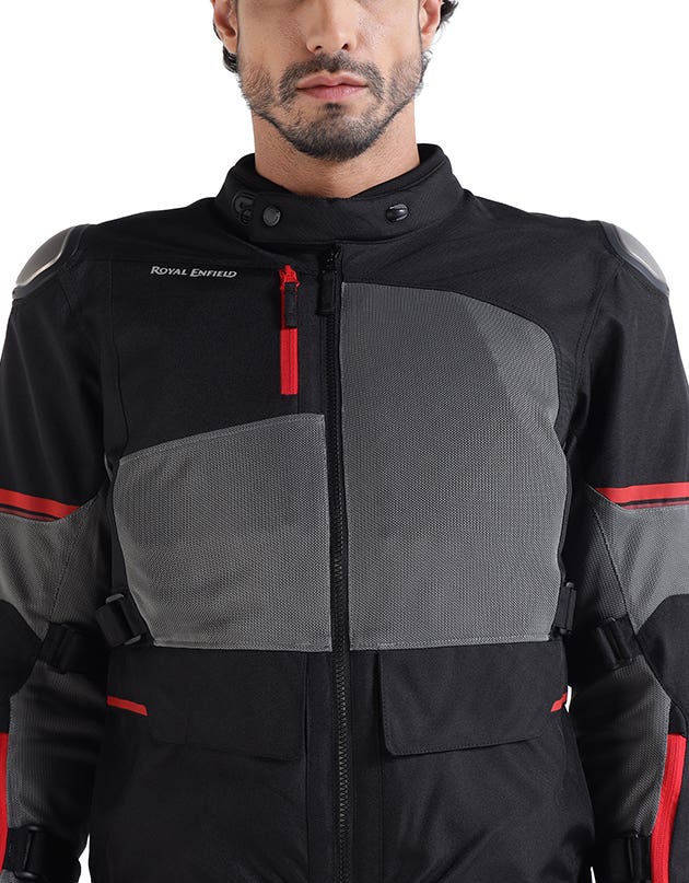 Royal Enfield Crossroader V2 Grey Neon riding jacket with CE armour