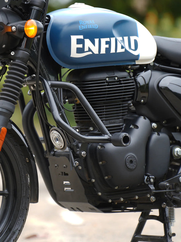 Legundary Custom Hector crash guard for Royal Enfield Hunter 350 black mild steel engine protector