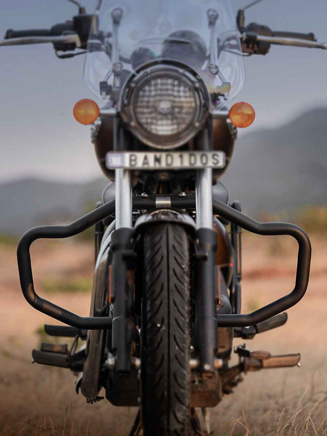 Legendary Custom Meteor Wadder Burn crash guard black mild steel engine protector for Royal Enfield Meteor 350
