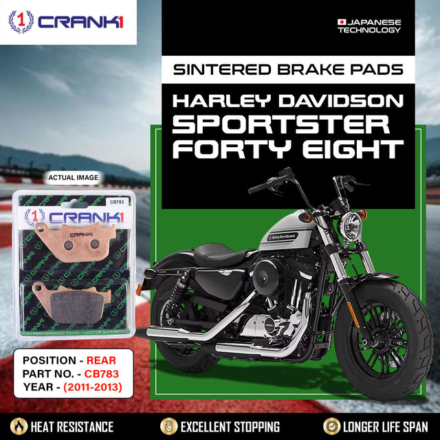 CRANK1 CB783 Sintered Rear Brake Pads for Harley Davidson Sportster Forty Eight 2011-2013 LEGUNDARY Custom