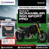 CRANK1 CB312 Sintered Rear Brake Pads for Ducati Scrambler 1100 Sport Pro 2020-2024 motorcycle