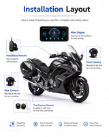 LBC Moto B3 Elite smart motorcycle display with dual 1080P cameras, TPMS sensors and remote control