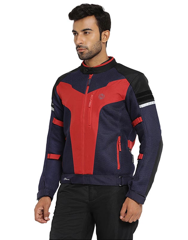 Royal Enfield Windfarer V2 Riding Jacket in Green Black and Blue