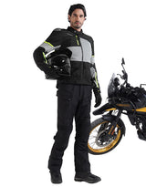 Royal Enfield Crossroader V2 Grey Neon riding jacket with CE armour