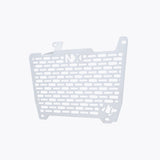 Legundary Custom Vector V2 radiator grill for Honda NX500 in silver aluminium, durable engine guard protector and heat shield with precision fit.