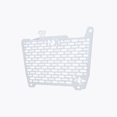 Legundary Custom Vector V2 radiator grill for Honda NX500 in silver aluminium, durable engine guard protector and heat shield with precision fit.