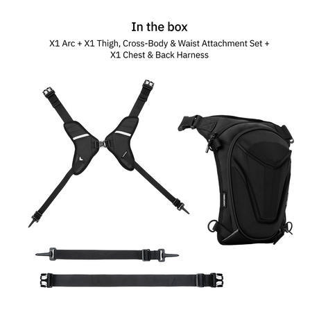 Vantora ARC 4-in-1 Travel Bag Convertible Crossbody Sling Thigh Bag Waist Pouch and Motorcycle Tank Bag