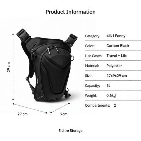 Vantora ARC 4-IN-1 Travel Bag | Crossbody Sling, Thigh Bag, Waist Pouch & Tank Bag
