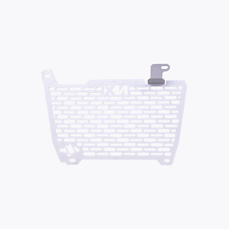 Legundary Custom Vector V2 radiator grill for Honda NX500 in silver aluminium, durable engine guard protector and heat shield with precision fit.