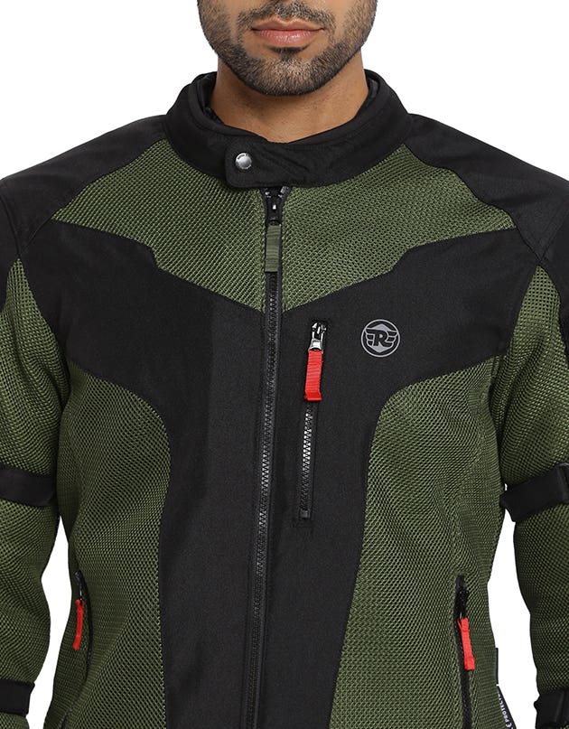Royal Enfield Windfarer V2 Riding Jacket in Green Black and Blue