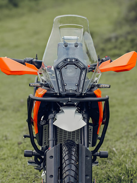 Legundary Custom KTM ADV 390 2025 Oculus Headlight Shield yellow white acrylic mild steel headlight protector guard