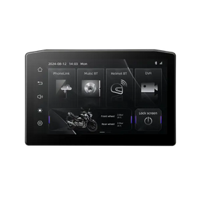 Sash Gears M8 Smart Riding Display with 6.2 inch touchscreen, wireless Apple CarPlay, Android Auto, dual 1080P cameras, TPMS and waterproof aluminum mount