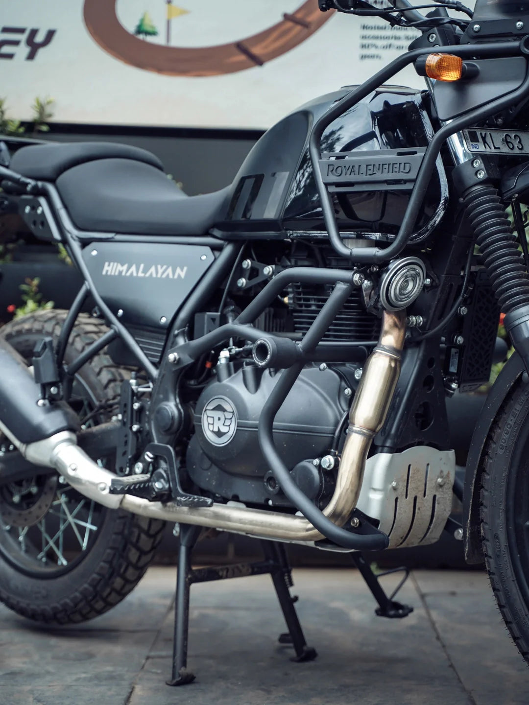 Legundary Custom Himalayan Bazooka Big Crash Guard With Slider BS6 Black Mild Steel Heavy Duty Engine Guard