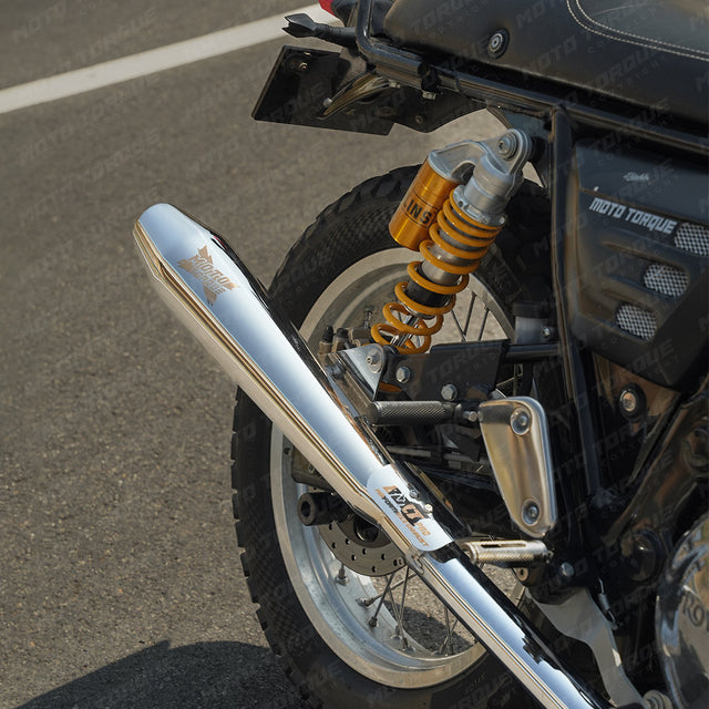 Moto Torque BOLT PRO polished stainless steel exhaust for Royal Enfield Interceptor 650 GT 650