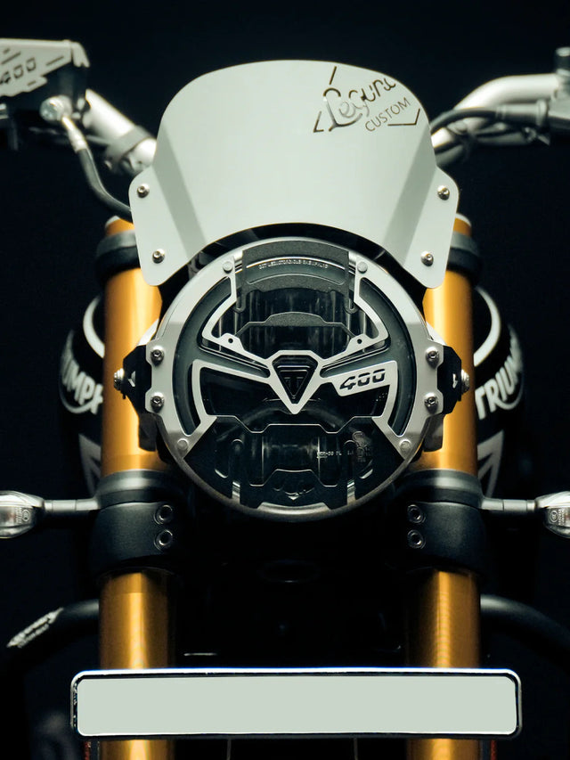 Legundary Custom Cosmic Headlight Grill Black Silver Triumph Speed 400 Front Headlight Protector
