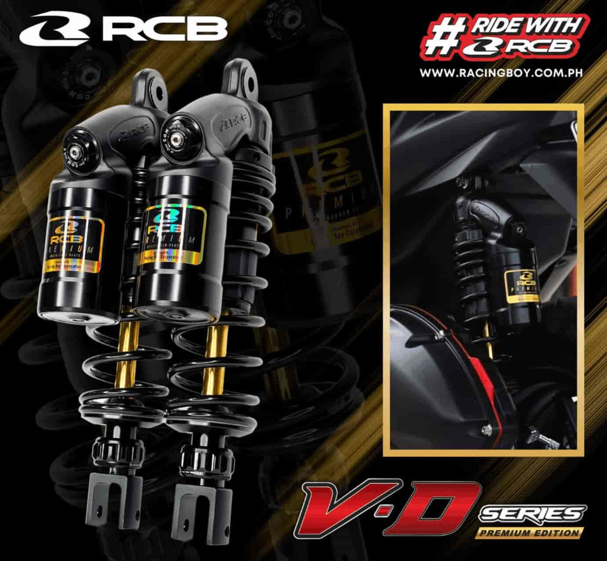 RCB VD Series 305mm titanium rear shock absorber 01A0164T