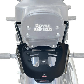 Auto Engina Top Rack with Backrest Adapter for Royal Enfield Meteor 350 with 13kg Luggage Capacity in Gloss Black