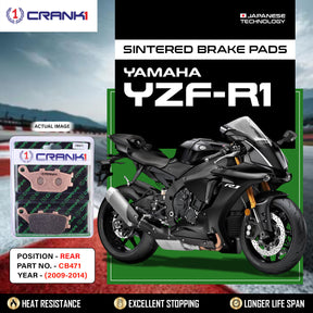 CRANK1 CB471 Sintered Rear Brake Pads for Yamaha YZF-R1 2009-2014 Motorcycle Brake Pads