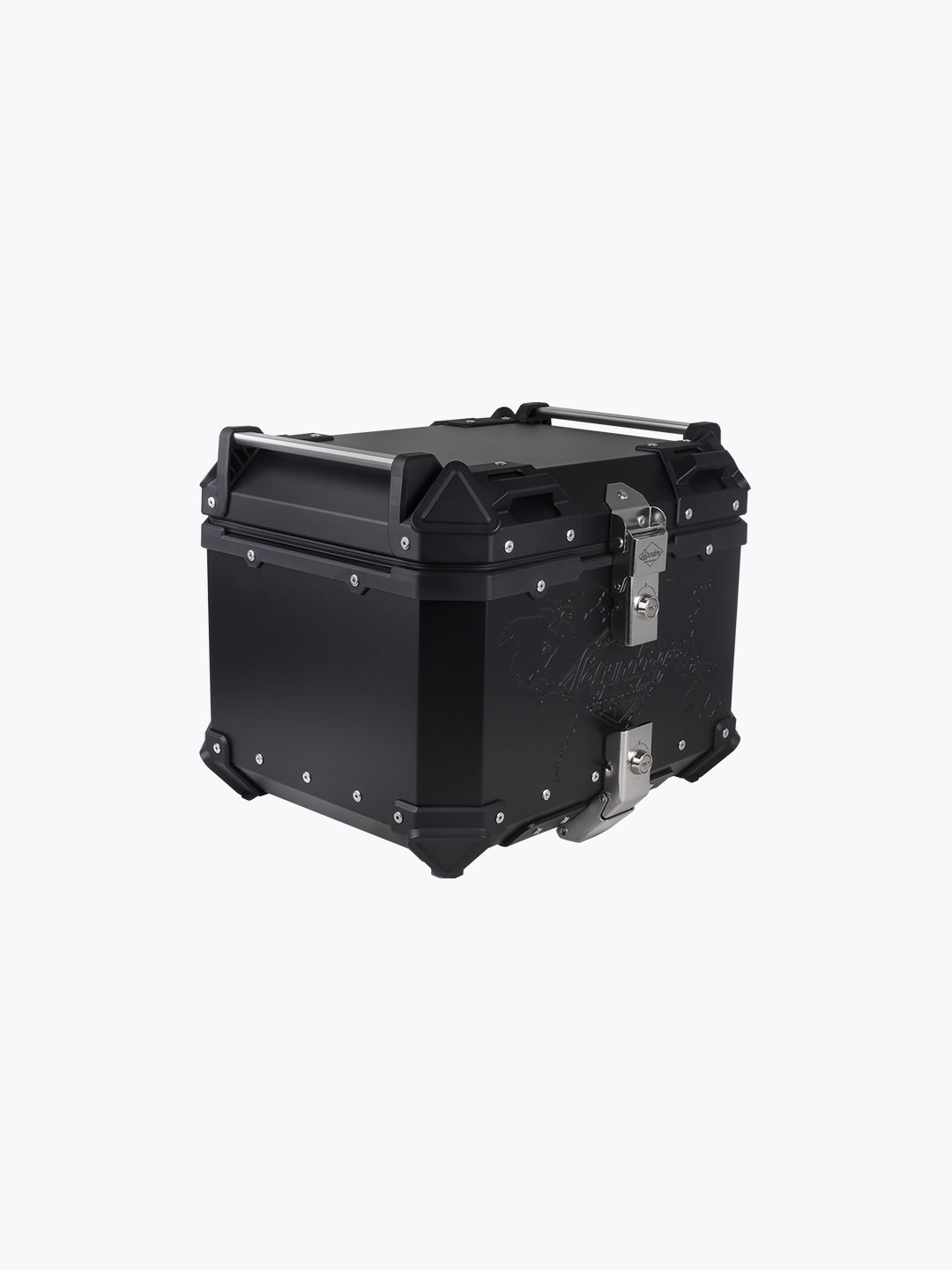 Legundary Fort Knox Series TC 45L Aluminium Motorcycle Luggage with Backrest Pad in Black & Silver – Lockable and Weatherproof