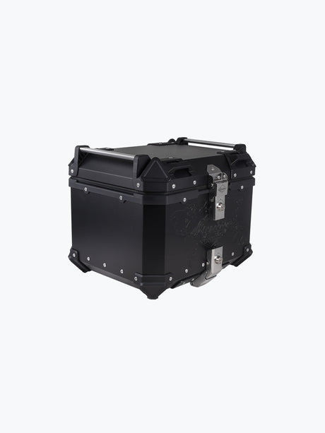 Legundary Fort Knox Series TC 45L Aluminium Motorcycle Luggage with Backrest Pad in Black & Silver – Lockable and Weatherproof